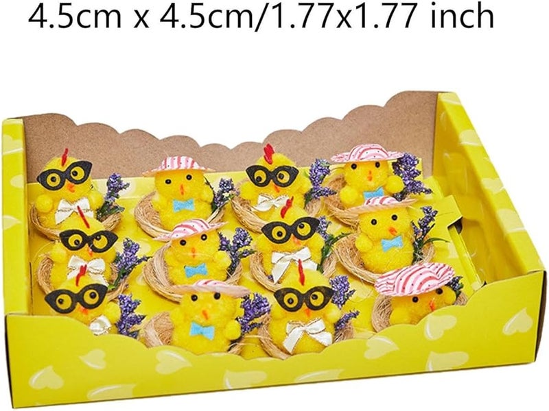 Easter Chicks Ornaments Miniature Animal Decor Holiday Gift Chick With Hat Glass - Image 5